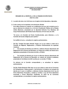RESUMEN DE LA SESIÓN No. 21 DE LA CÁMARA DE DIPUTADOS. (Abril 09, 2015)