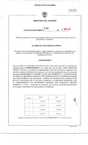 CERTIFICACIÓN 386 DEL 14 DE ABRIL DEL 2015 CON RADICADO EXTMI15-0010727 PARA EL PROYECTO: MEJORAMIENTO, REHABILITACIÓN, MANTENIMIENTO Y CONSTRUCCIÓN DE OBRAS COMPLEMENTARIAS EN VIAS PRIORIZADAS DE LA SUBREGION URABA DEL DEPARTAMENTO DE ANTIOQUIA, FRENTE DE TRABAJO EN EL MUNICIPIO DE MUTATA ANTIOQUIA EN LA VIA QUE COMUNICA LA CABECERA MUNICIPAL CON LA CABECERA  MUNICIPAL CON EL CORREGIMIENTO DE PAVARANDO SOBRE EL K 1+100