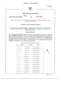 CERTIFICACI&Oacute;N 621 DEL 7 DE MAYO DEL 2015 CON RADICADO EXTMI15-0017447 PARA EL PROYECTO: CENTRAL DE GENERACION TERMOELECTRICA TERMO TERRA