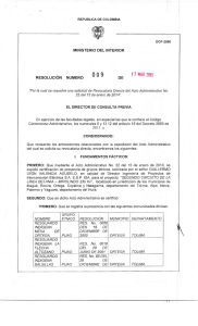 RESOLUCION N. 9 DEL 17 DE MARZO DEL 2015 CON RADICADO EXTMI15-00005001 PARA EL PROYECTO: CONSTRUCCION DEL RELLENOS SANITARIO REGIONAL EN EL MUNICIPIO DE TAME DEPARTAMENTO DE ARAUCA