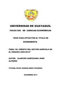 UNIVERSIDAD DE GUAYAQUIL FACULTAD   DE  CIENCIAS ECONÓMICAS ECONOMISTA