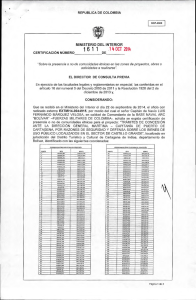 CERTIFICACIÓN 1611 DEL 14 DE OCTUBRE DEL 2014 CON RADICADO EXTMI14-0044915 PARA EL PROYECTO: TRAMITES DE CONCESION ANTE LA DIRECCION GENERAL MARITIMA - CAPITANIA DE PUERTO DE CARTAGENA, POR RAZONES DE SEGURIDAD Y DEFENSA SOBRE LOS BIENES DE USO PUBLICO LOCALIZADOS EN EL SECTOR DE CASTILLO GRANDE