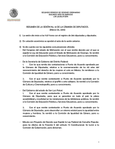 RESUMEN DE LA SESIÓN No. 13 DE LA CÁMARA DE... (Marzo 05, 2014)
