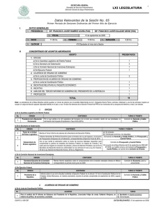 LXI LEGISLATURA Datos Relevantes de la Sesión No. 05 I.
