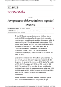 Perspectivas del crecimiento español en 2014 ECONOMÍA