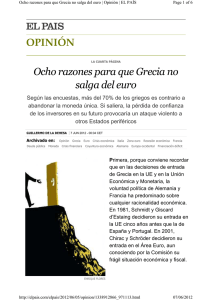 Ocho razones para que Grecia no salga del euro OPINIÓN