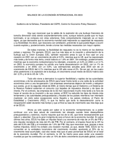 BALANCE DE LA ECONOMÍA INTERNACIONAL EN 2003