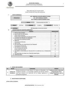 1   Datos Relevantes de la Sesión No.38  Primer Periodo del Primer Año de Ejercicio 