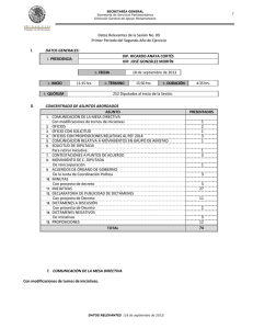 1 Datos Relevantes de la Sesión No. 09  Primer Periodo del Segundo Año de Ejercicio   