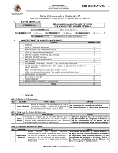 LXII LEGISLATURA Datos Relevantes de la Sesión No. 05 1 DATOS GENERALES: