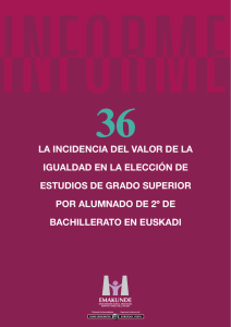 incidencia del valor de la igualdad en la elección de estudios de grado superior por alumnado de 2º de bachillerato en Euskadi