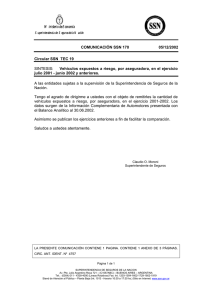 Ministerio de Economía COMUNICACIÓN SSN 170 05/12/2002 Circular SSN  TEC 19