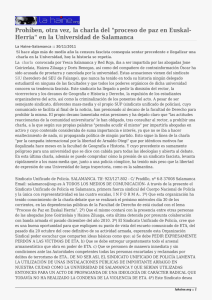 Prohíben, otra vez, la charla del &#34;proceso de paz en... Herria&#34; en la Universidad de Salamanca
