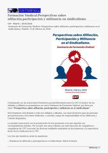 Formación Sindical:Perspectivas sobre afiliación,participación y militancia en sindicalismo
