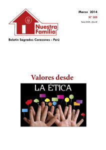 LA ÉTICA Valores desde Marzo  2014 Boletín Sagrados Corazones - Perú