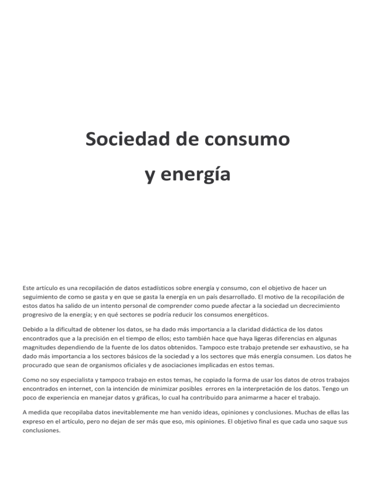 Sociedad De Consumo Y Energía