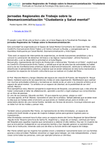 Jornadas Regionales de Trabajo sobre la Desmanicomialización “Ciudadanía y Salud mental”