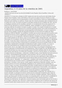 Argentina: A 13 años de la rebelión de 2001