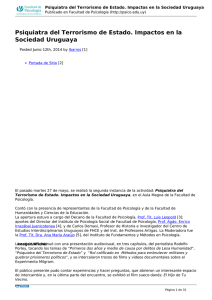 Psiquiatra del Terrorismo de Estado. Impactos en la Sociedad Uruguaya