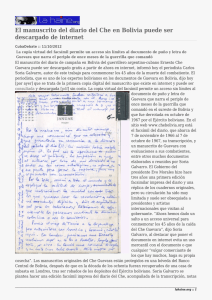 El manuscrito del diario del Che en Bolivia puede ser