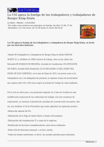 La CSI apoya la huelga de los trabajadores y trabajadoras... Burger King-Xixón