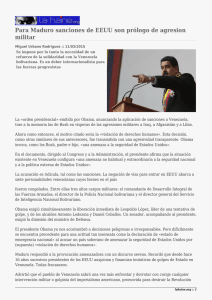 Para Maduro sanciones de EEUU son prólogo de agresion militar