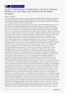 [CAJEI ? Subversió per la Llibertat] La Llei de la... Històrica: un nou sedant que el jovent català tampoc