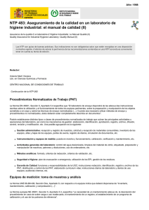Nueva ventana:NTP 483: Aseguramiento de la calidad en un laboratorio de higiene industrial: el manual de calidad (II) (pdf, 229 Kbytes)