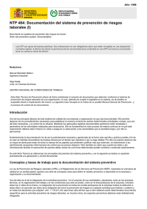 Nueva ventana:NTP 484: Documentación del sistema de prevención de riesgos laborales (I) (pdf, 251 Kbytes)