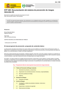 Nueva ventana:NTP 485: Documentación del sistema de prevención de riesgos laborales (II) (pdf, 259 Kbytes)
