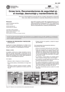 Nueva ventana:NTP 783: Grúas torre. Recomendaciones de seguridad en el montaje, desmontaje y mantenimiento (II) (pdf, 532 Kbytes)