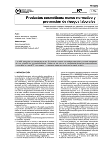 Nueva ventana:NTP 1074: Productos cosméticos: marco normativo y prevención de riesgos laborales (pdf, 177 Kbytes)