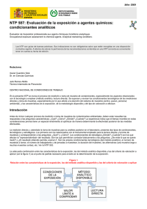 Nueva ventana:NTP 587: Evaluación de la exposición a agentes químicos: condicionantes analíticos (pdf, 259 Kbytes)