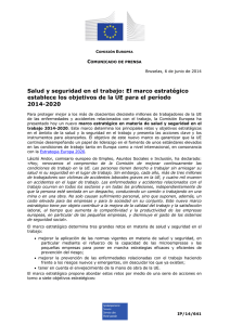 Nueva ventana:Comunicado de Prensa de la Comisión Europea de 06 de junio de 2014 sobre el marco estratégico europeo de SST (pdf, 74 Kbytes)