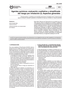Nueva ventana:NTP 935: Agentes químicos: evaluación cualitativa y simplificada del riesgo por inhalación (I). Aspectos generales (pdf, 294 Kbytes)