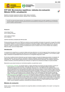 Nueva ventana:NTP 629: Movimientos repetitivos: métodos de evaluación Método OCRA: actualización (pdf, 259 Kbytes)