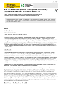 Nueva ventana:NTP 514: Productos químicos carcinógenos: sustancias y preparados sometidos a la Directiva 90/394/CEE (pdf, 502 Kbytes)