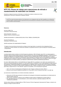 Nueva ventana:NTP 515: Planes de trabajo para operaciones de retirada o mantenimiento de materiales con amianto (pdf, 276 Kbytes)