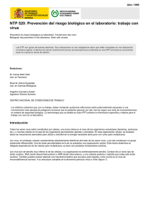 Nueva ventana:NTP 520: Prevención del riesgo biológico en el laboratorio: trabajo con virus (pdf, 245 Kbytes)