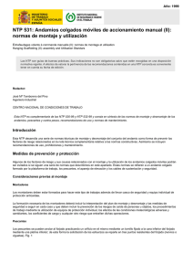 Nueva ventana:NTP 531: Andamios colgados móviles de accionamiento manual (II): normas de montaje y utilización (pdf, 557 Kbytes)