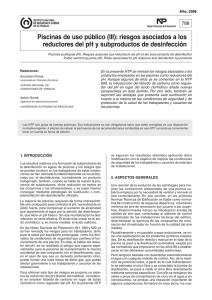 Nueva ventana:NTP 788: Piscinas de uso público (III): riesgos asociados a los reductores del pH y subproductos de desinfección (pdf, 271 Kbytes)