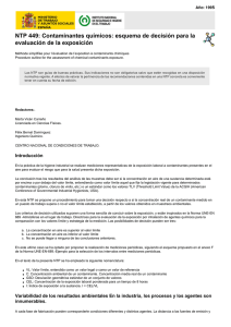 Nueva ventana:NTP 449: Contaminantes químicos: esquema de decisión para la evaluación de la exposición (pdf, 274 Kbytes)