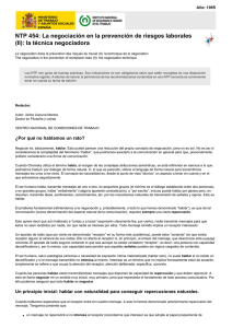 Nueva ventana:NTP 454: La negociación en la prevención de riesgos laborales (II): la técnica negociadora (pdf, 235 Kbytes)
