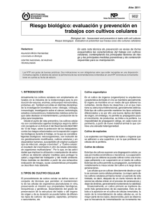 Nueva ventana:NTP 902: Riesgo biológico: evaluación y prevención en trabajos con cultivos celulares (pdf, 247 Kbytes)