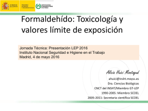Formaldehído: Toxicología y valores límite de exposición - Alicia Huici Montagud - INSHT