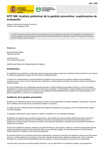 Nueva ventana:NTP 308: Análisis preliminar de la gestión preventiva: cuestionarios de evaluación (pdf, 1,04 Mbytes)