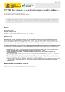 Nueva ventana:NTP 168: Comunicación en una situación docente: problemas básicos (pdf, 284 Kbytes)