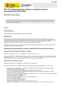 Nueva ventana:NTP 178: Reglamentaciones relativas a productos químicos (actualización de NTP-8/1982) (pdf, 177 Kbytes)