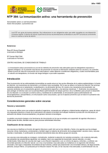 Nueva ventana:NTP 384: La inmunización activa: una herramienta de prevención (pdf, 340 Kbytes)