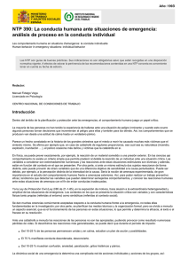 Nueva ventana:NTP 390: La conducta humana ante situaciones de emergencia: análisis de proceso en la conducta individual (pdf, 311 Kbytes)